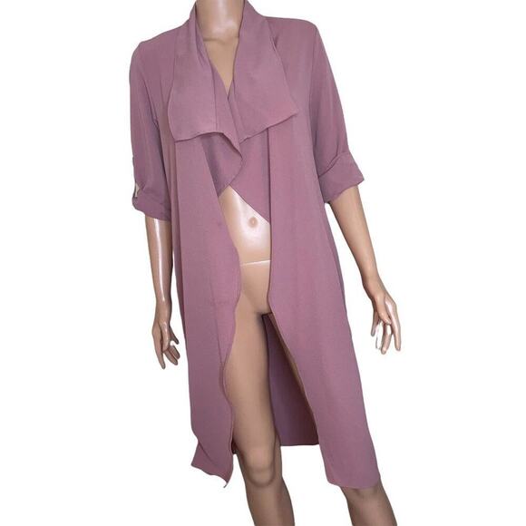 Charming Charlie cardigan mauve long open front lightweight SZ SM Polyester - Picture 3 of 14